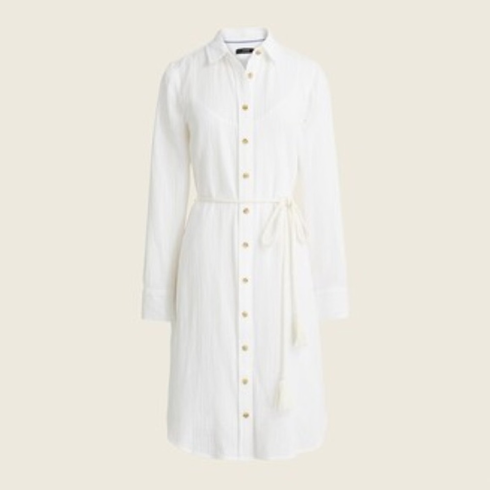 J Crew Classic-fit soft gauze shirtdress | White | size 22